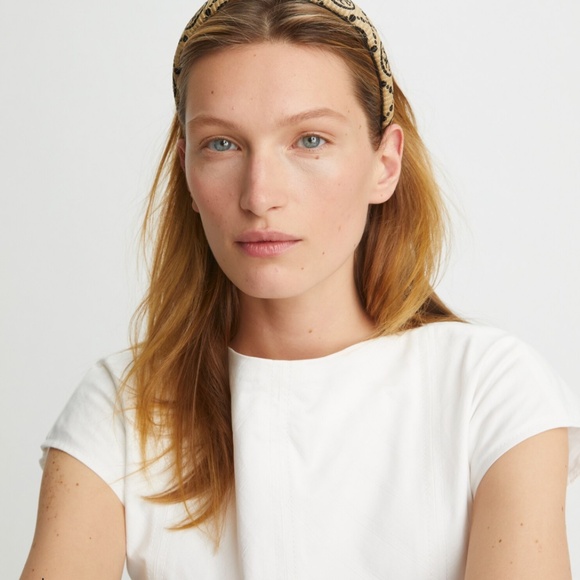 Tory Burch T Monogram Raffia Headband [NEW] - Picture 1 of 2